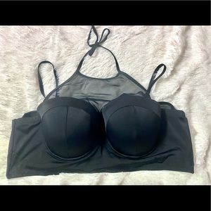 Torrid Black Mesh High Neck Swimsuit Top